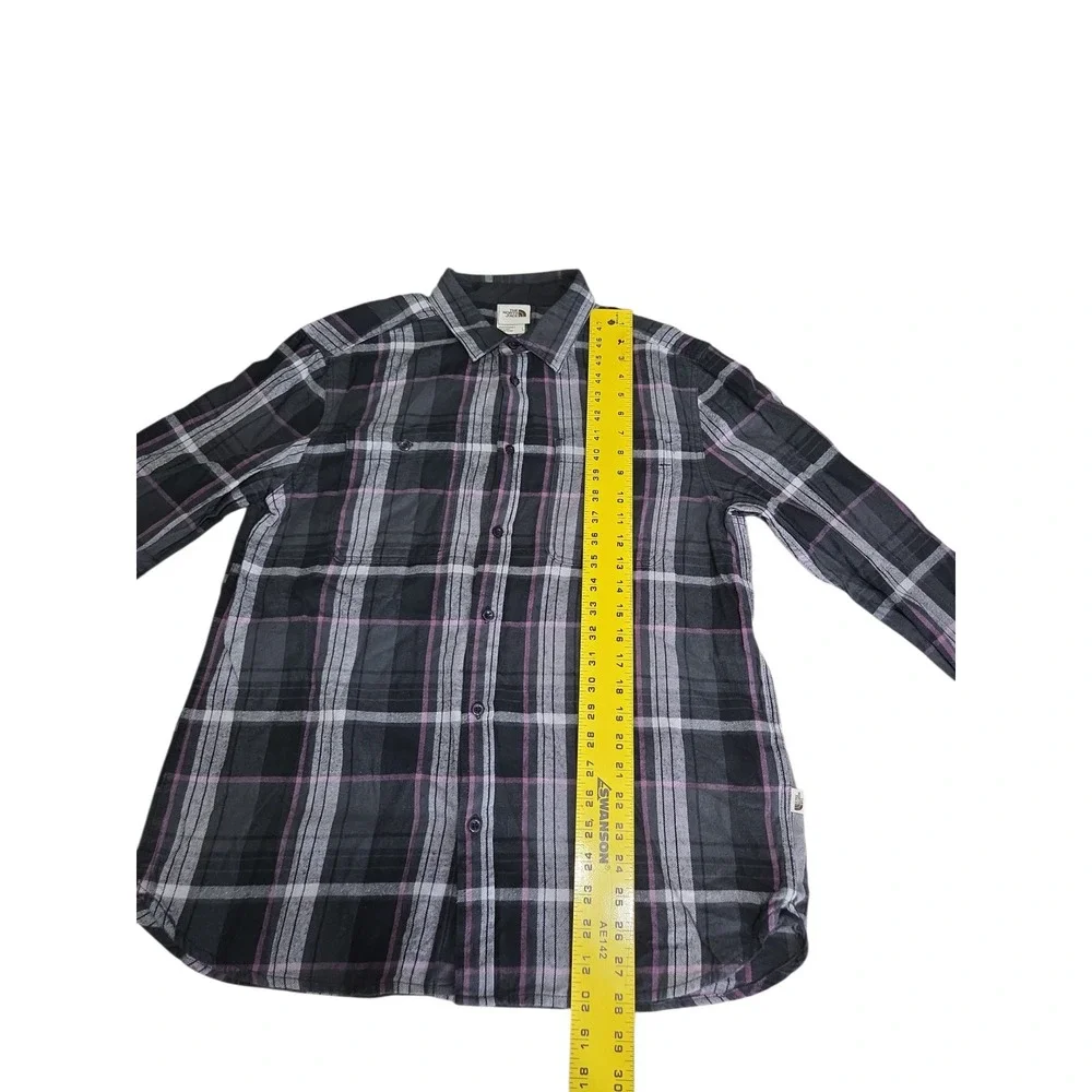 The‎ North Face Mens Large Plaid Flannel Button Down Shirt Grey Purple